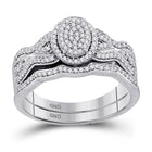 Sparkling Splendor: 10kt White Gold Oval Diamond Cluster Bridal Wedding Ring Band Set 3/8 Cttw Top View from Splendid Jewellery