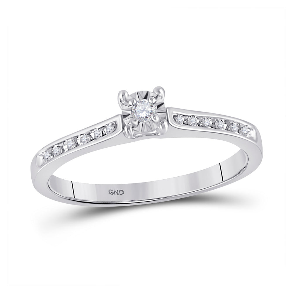 Wedding Collection | 10kt White Gold Round Diamond Solitaire Bridal Wedding Engagement Ring 1/10 Cttw | Splendid Jewellery GND
