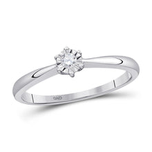 Load image into Gallery viewer, Captivating Love&#39;s Embrace 10kt White Gold Diamond Solitaire Ring Top View from Splendid Jewellery