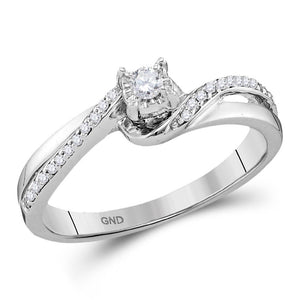 Wedding Collection | 10kt White Gold Round Diamond Solitaire Bridal Wedding Engagement Ring 1/8 Cttw | Splendid Jewellery GND