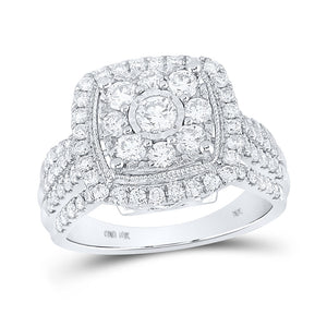 Wedding Collection | 10kt White Gold Round Diamond Square Bridal Wedding Engagement Ring 1-1/2 Cttw | Splendid Jewellery GND