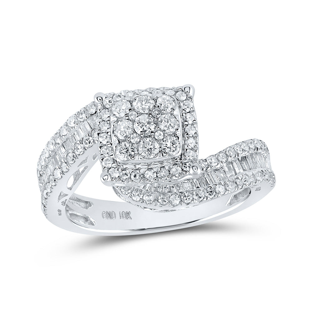 Wedding Collection | 10kt White Gold Round Diamond Square Bridal Wedding Engagement Ring 1-1/4 Cttw | Splendid Jewellery GND
