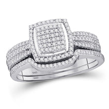 Load image into Gallery viewer, The Dazzling Square Diamond Wedding Ring Set Top View from Splendid Jewellery