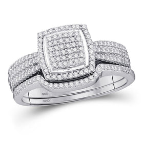 The Dazzling Square Diamond Wedding Ring Set Top View from Splendid Jewellery
