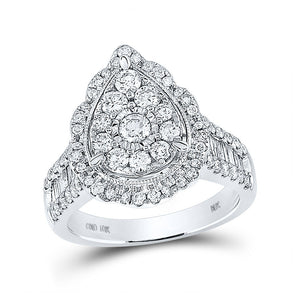 Wedding Collection | 10kt White Gold Round Diamond Teardrop Bridal Wedding Engagement Ring 1-5/8 Cttw | Splendid Jewellery GND