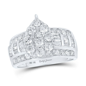 Wedding Collection | 10kt White Gold Round Diamond Teardrop Bridal Wedding Engagement Ring 2 Cttw | Splendid Jewellery GND
