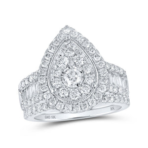 Wedding Collection | 10kt White Gold Round Diamond Teardrop Bridal Wedding Ring Band Set 2 Cttw | Splendid Jewellery GND