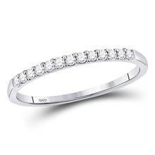 Load image into Gallery viewer, Timeless Brilliance: 10kt White Gold Womens Round Pave-set Diamond Wedding Band 1/6 Cttw Top View from Splendid Jewellery
