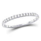 Timeless Brilliance: 10kt White Gold Womens Round Pave-set Diamond Wedding Band 1/6 Cttw Top View from Splendid Jewellery