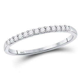 Timeless Brilliance: 10kt White Gold Womens Round Pave-set Diamond Wedding Band 1/6 Cttw Top View from Splendid Jewellery