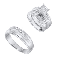 Load image into Gallery viewer, Eternal Love 10kt Yellow Gold His Hers Round Diamond Cluster Matching Wedding Set 1/3 Cttw Top view from the 10Kt Yellow Gold His Hers Round Diamond Cluster Matching Wedding Set 1 3 Cttwpin81800 collection by Splendid Jewellery