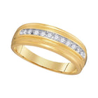 Brilliant Harmony 10kt Yellow Gold Men's Milgrain Diamond Wedding Band Ring - 1/4 Cttw Top View from Splendid Jewellery