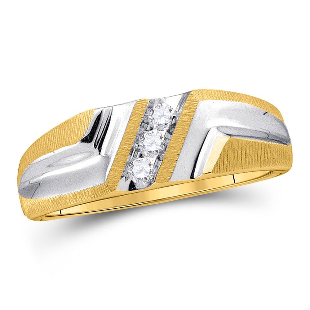 Wedding Collection | 10kt Yellow Gold Mens Round Diamond Wedding Band Ring 1/10 Cttw | Splendid Jewellery GND