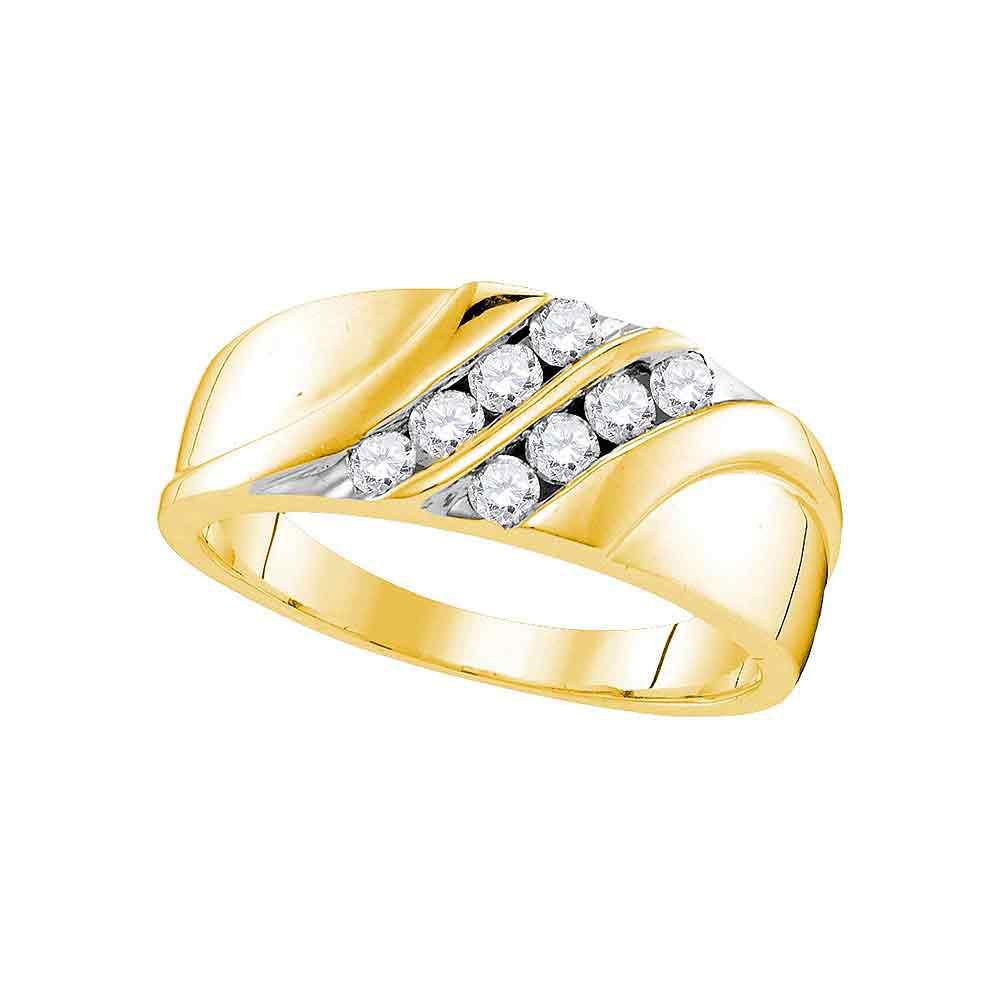 Wedding Collection | 10kt Yellow Gold Mens Round Diamond Wedding Band Ring 1/2 Cttw | Splendid Jewellery GND