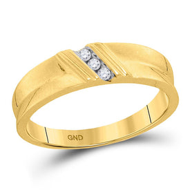 Radiant Reflections: 10kt Yellow Gold Men's Diamond Wedding Band Ring Top View from Splendid Jewellery