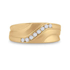 Dazzling Love Affair: 10kt Yellow Gold Men's Round Diamond Wedding Band Ring Top View from Splendid Jewellery