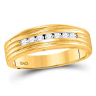 Timeless Brilliance: 10kt Yellow Gold Men's Round Diamond Wedding Band Ring 1/4 Cttw Top View from Splendid Jewellery