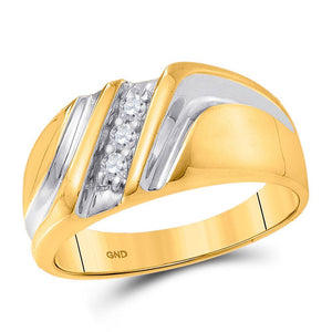 Wedding Collection | 10kt Yellow Gold Mens Round Diamond Wedding Single Row Band Ring 1/10 Cttw | Splendid Jewellery GND