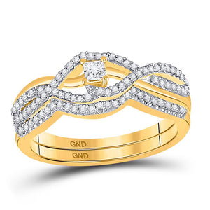 Wedding Collection | 10kt Yellow Gold Princess Diamond Bridal Wedding Ring Band Set 1/3 Cttw | Splendid Jewellery GND