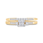 Radiant Love: 10kt Yellow Gold Princess Diamond Bridal Wedding Ring Band Set 1/3 Cttw product Side View from Splendid Jewellery