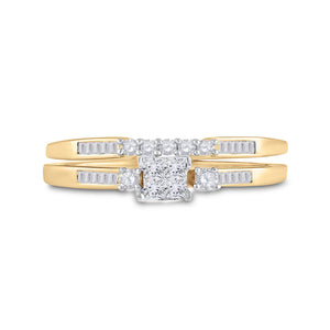 Wedding Collection | 10kt Yellow Gold Princess Diamond Bridal Wedding Ring Band Set 1/3 Cttw | Splendid Jewellery GND