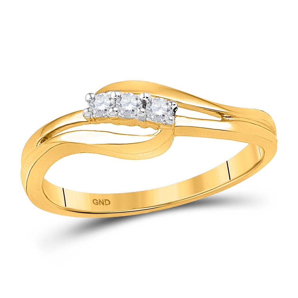 Wedding Collection | 10kt Yellow Gold Round Diamond 3-stone Bridal Wedding Engagement Ring 1/10 Cttw | Splendid Jewellery GND