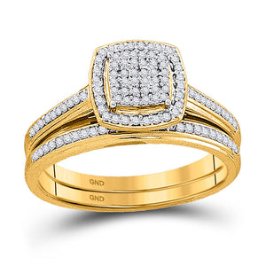 Wedding Collection | 10kt Yellow Gold Round Diamond Bridal Wedding Ring Band Set 1/4 Cttw | Splendid Jewellery GND