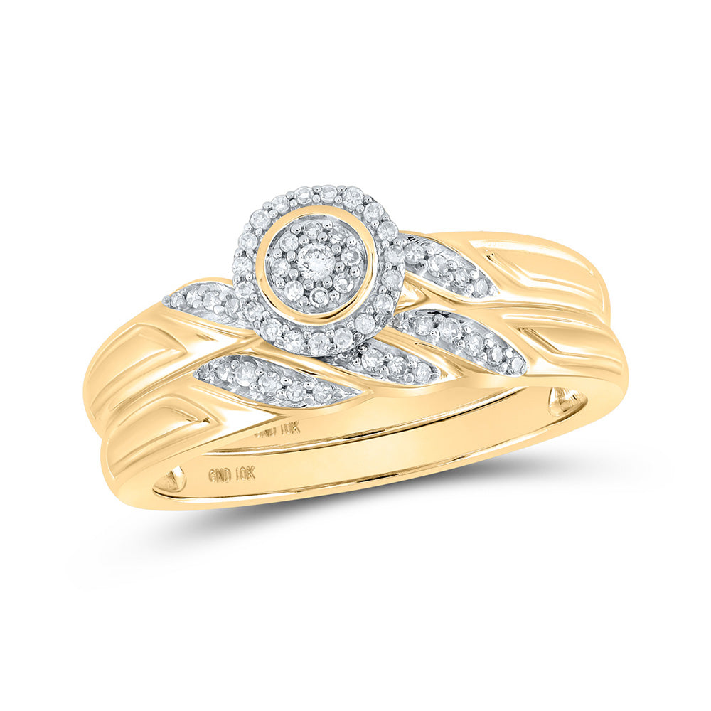 Wedding Collection | 10kt Yellow Gold Round Diamond Bridal Wedding Ring Band Set 1/6 Cttw | Splendid Jewellery GND