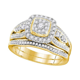 Eternal Love 10kt Yellow Gold Diamond Bridal Wedding Ring Set Top View from Splendid Jewellery