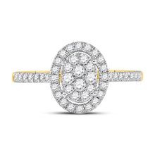 Load image into Gallery viewer, The Radiant Love 10kt Yellow Gold Round Diamond Cluster Bridal Wedding Engagement Ring 1/2 Cttw product Side View from Splendid Jewellery