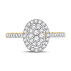The Radiant Love 10kt Yellow Gold Round Diamond Cluster Bridal Wedding Engagement Ring 1/2 Cttw product Side View from Splendid Jewellery