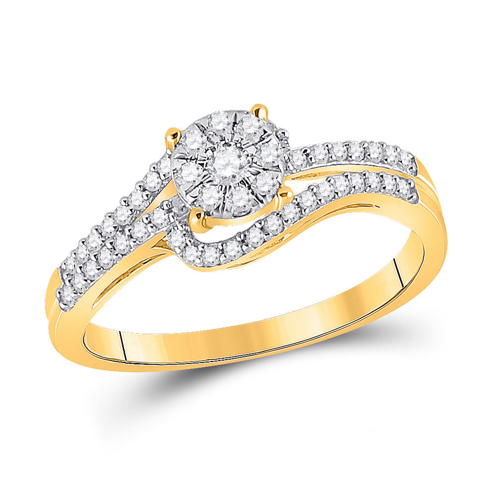 Wedding Collection | 10kt Yellow Gold Round Diamond Cluster Bridal Wedding Engagement Ring 1/3 Cttw | Splendid Jewellery GND