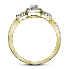 Radiant Love 10kt Yellow Gold Diamond Halo Bridal Wedding Ring Band Set Top View from Splendid Jewellery