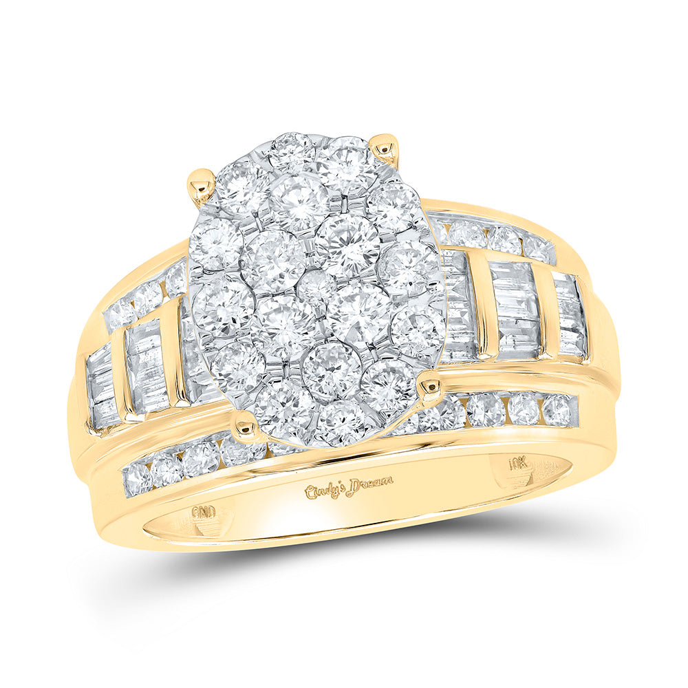 Wedding Collection | 10kt Yellow Gold Round Diamond Oval Bridal Wedding Engagement Ring 2 Cttw | Splendid Jewellery GND