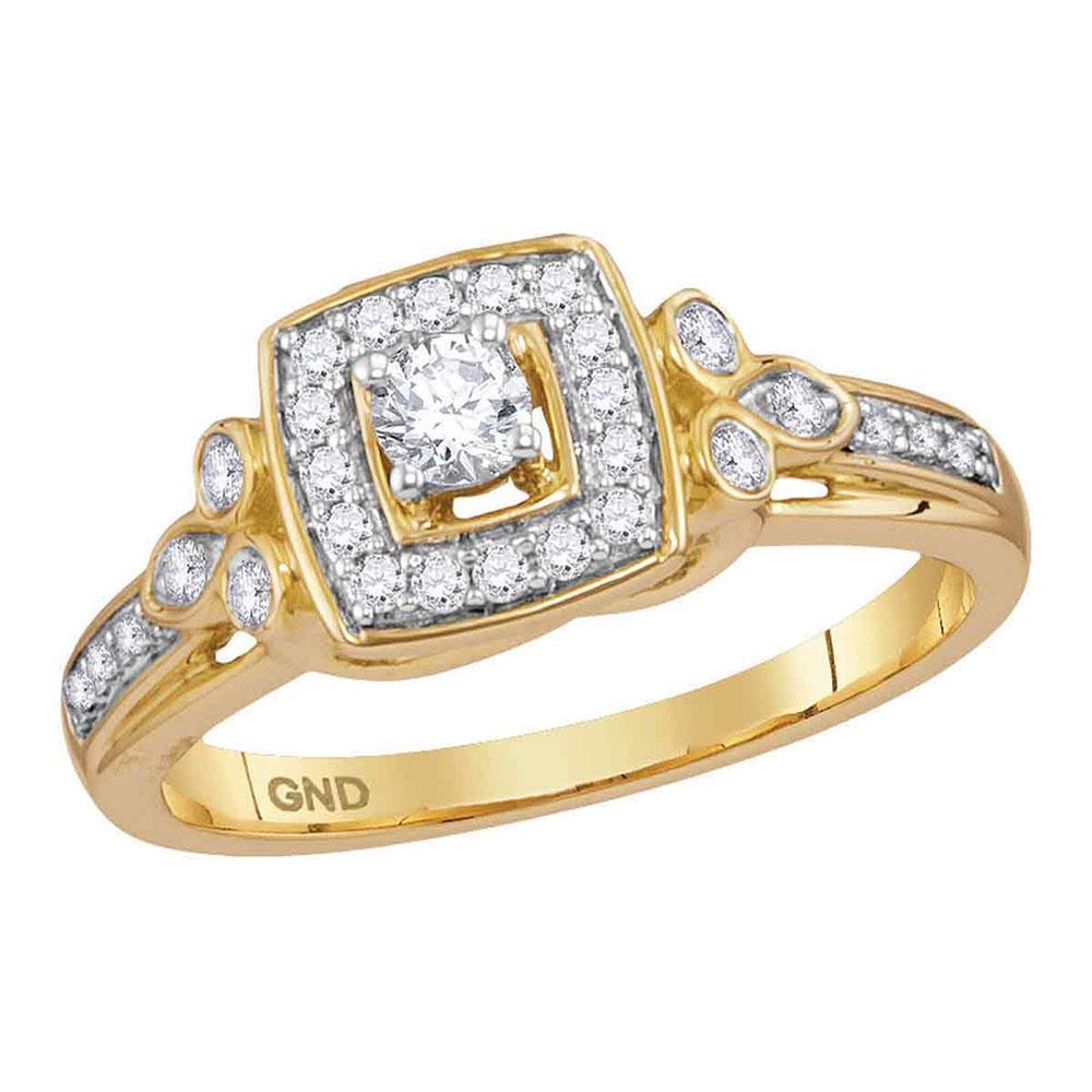 Wedding Collection | 10kt Yellow Gold Round Diamond Round Halo Bridal Wedding Engagement Ring 1/3 Cttw | Splendid Jewellery GND