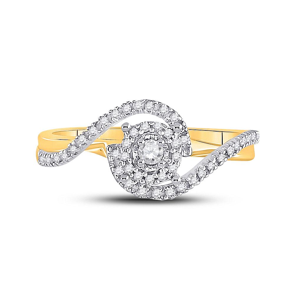 Wedding Collection | 10kt Yellow Gold Round Diamond Solitaire Swirl Bridal Wedding Engagement Ring 1/5 Cttw | Splendid Jewellery GND