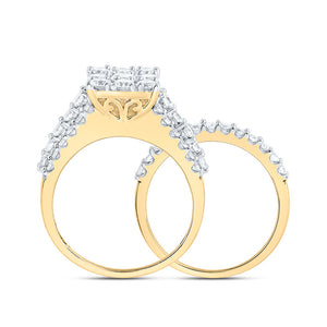 Wedding Collection | 10kt Yellow Gold Round Diamond Square Bridal Wedding Ring Band Set 2 Cttw | Splendid Jewellery GND
