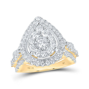 Wedding Collection | 10kt Yellow Gold Round Diamond Teardrop Bridal Wedding Engagement Ring 1-3/4 Cttw | Splendid Jewellery GND