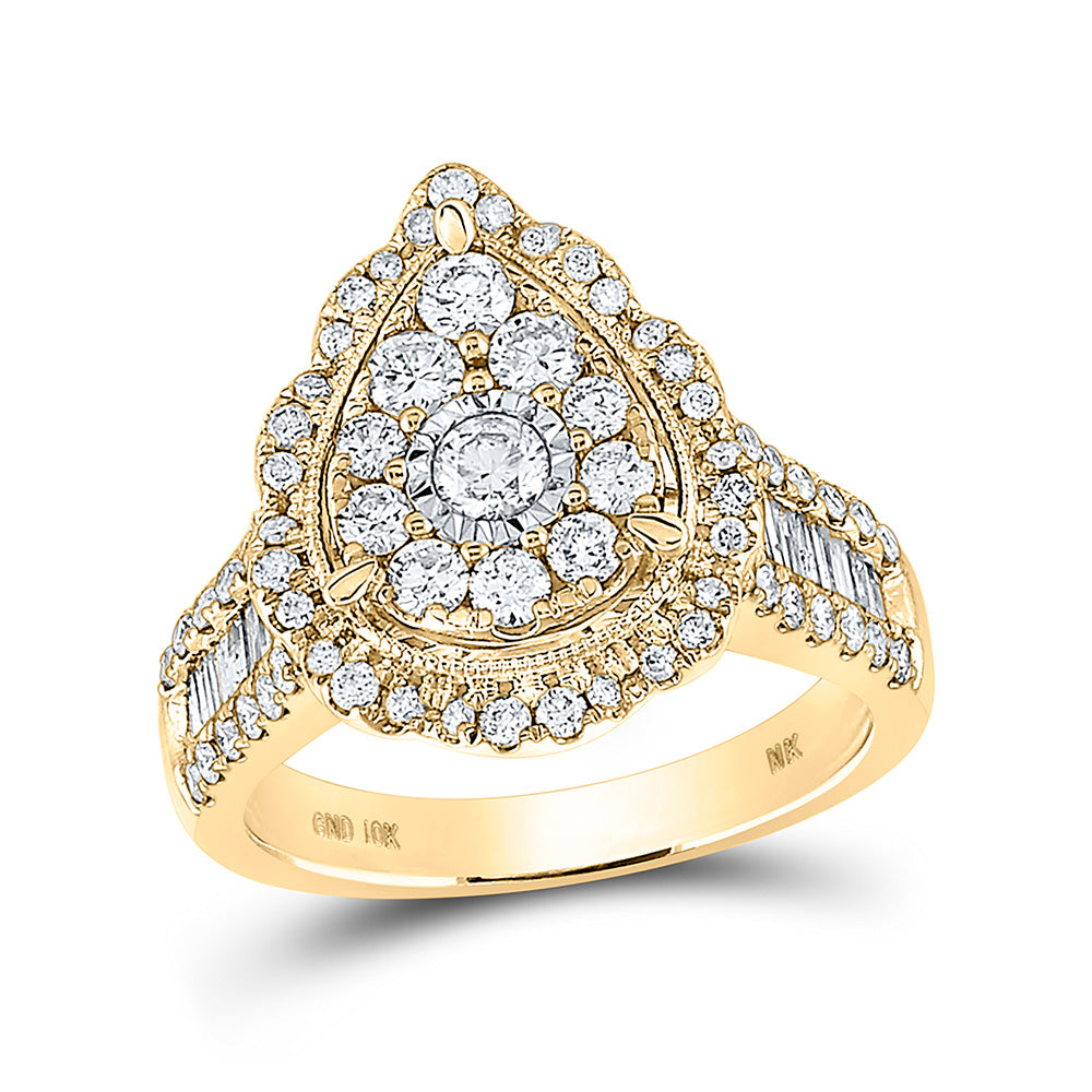 Wedding Collection | 10kt Yellow Gold Round Diamond Teardrop Bridal Wedding Engagement Ring 1-5/8 Cttw | Splendid Jewellery GND