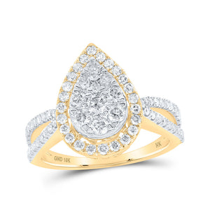 Wedding Collection | 10kt Yellow Gold Round Diamond Teardrop Bridal Wedding Engagement Ring 1 Cttw | Splendid Jewellery GND