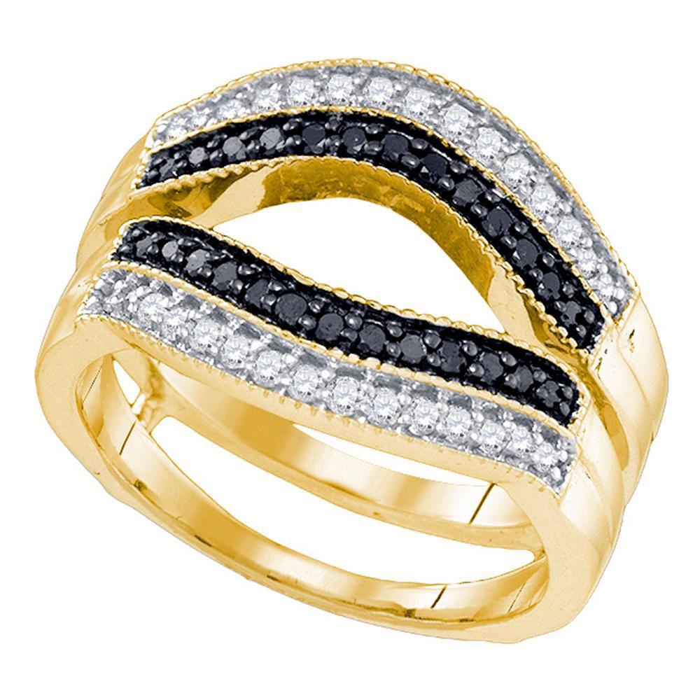 Wedding Collection | 10kt Yellow Gold Womens Round Black Color Enhanced Diamond Wrap Ring Guard Enhancer 1/2 Cttw | Splendid Jewellery GND