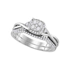 14k White Gold Diamond Cluster Bridal Wedding Ring Band Set - Eternal Brilliance Top View from Splendid Jewellery
