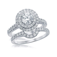 Load image into Gallery viewer, 14k White Gold Radiant Brilliance Bridal Wedding Ring Set - Top View