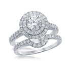 14k White Gold Radiant Brilliance Bridal Wedding Ring Set - Top View