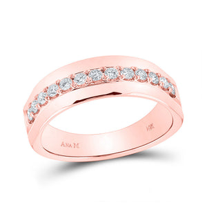 Wedding Collection | 14kt Rose Gold Mens Round Diamond Wedding Single Row Band Ring 1/2 Cttw | Splendid Jewellery GND
