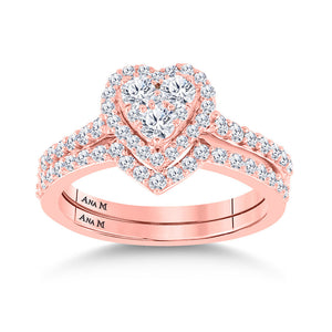 Wedding Collection | 14kt Rose Gold Round Diamond Bridal Wedding Ring Band Set 1 Cttw | Splendid Jewellery GND