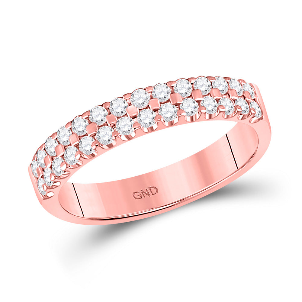 Wedding Collection | 14kt Rose Gold Womens Round Diamond Wedding Double Row Band 1/2 Cttw | Splendid Jewellery GND