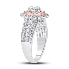 Load image into Gallery viewer, 14kt Celestial Harmony Diamond Halo Bridal Wedding Engagement Ring 1-1/2 Cttw - Front View