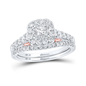 Wedding Collection | 14kt Two-tone Gold Princess Diamond Bridal Wedding Ring Band Set 1 Cttw | Splendid Jewellery GND