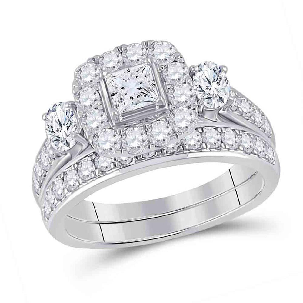 Wedding Collection | 14kt Two-tone Gold Princess Diamond Bridal Wedding Ring Band Set 2 Cttw | Splendid Jewellery GND